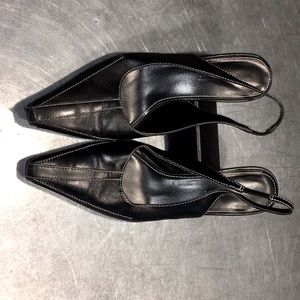 Smart Looking -  Karen Scott black leather sling back 2” heels